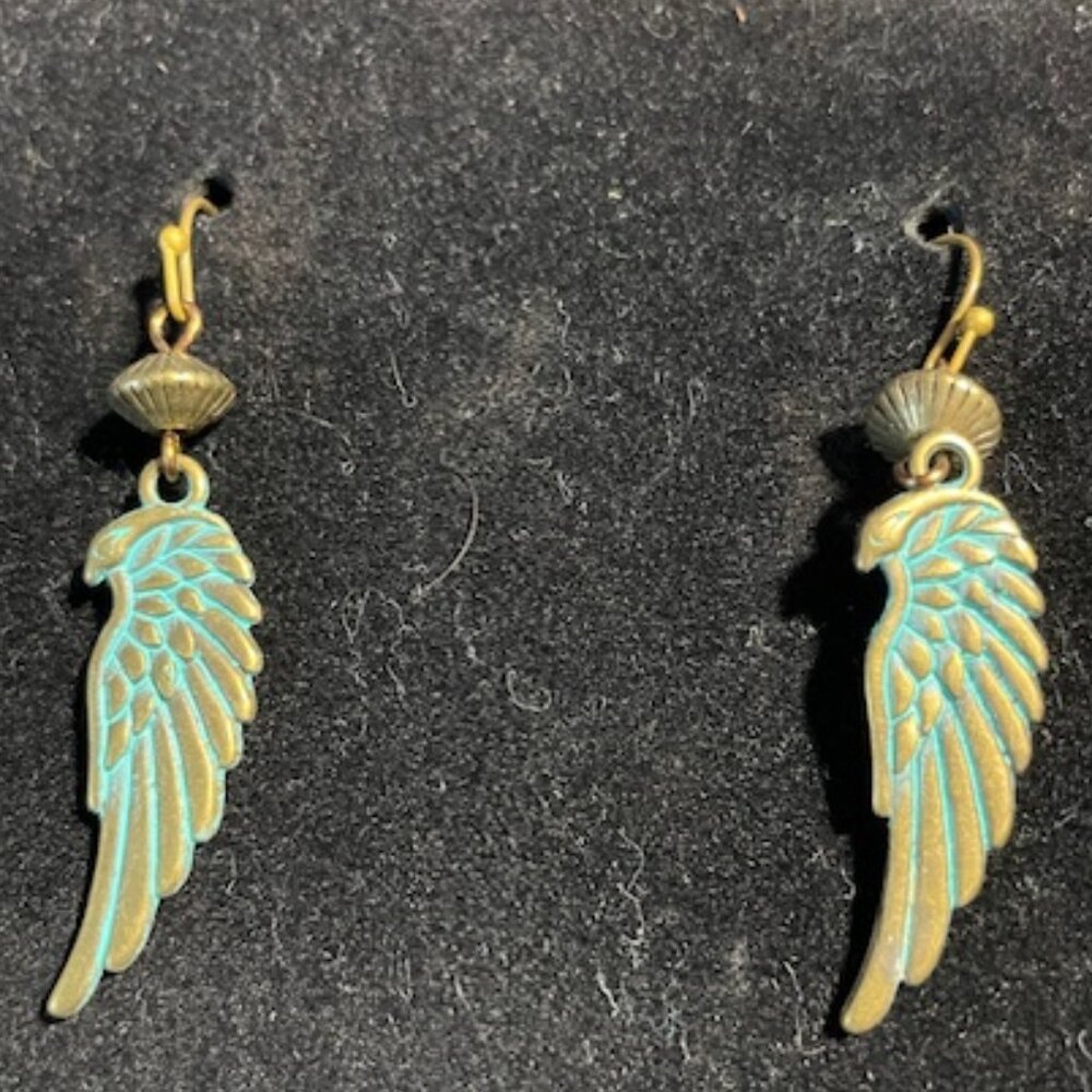 Weathered looking feather earrings.